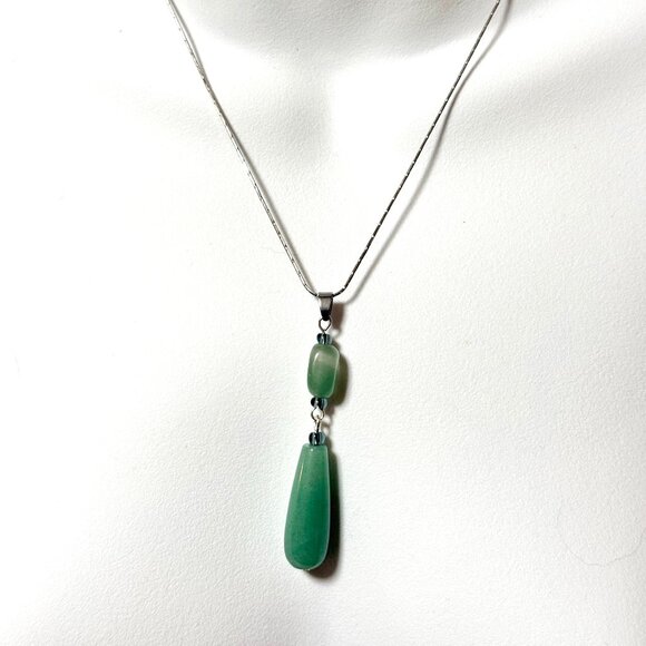 2/$20, Natural Green Aventurine Pendant, Genuine Gemstone Long Drop Pendant - Picture 7 of 11